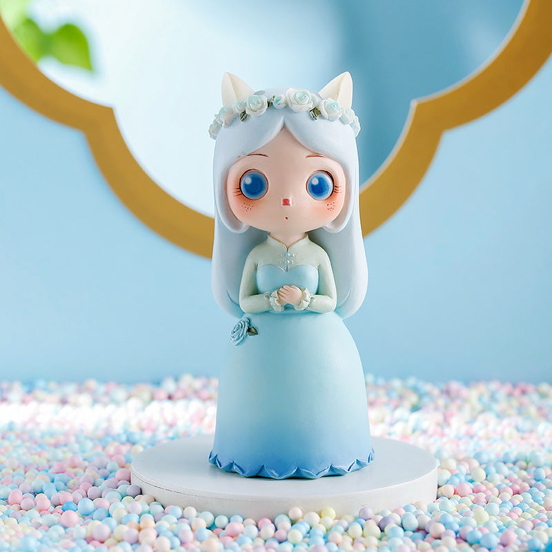 Decoración de escritorio de resina creativa de hadas de flores al por mayor