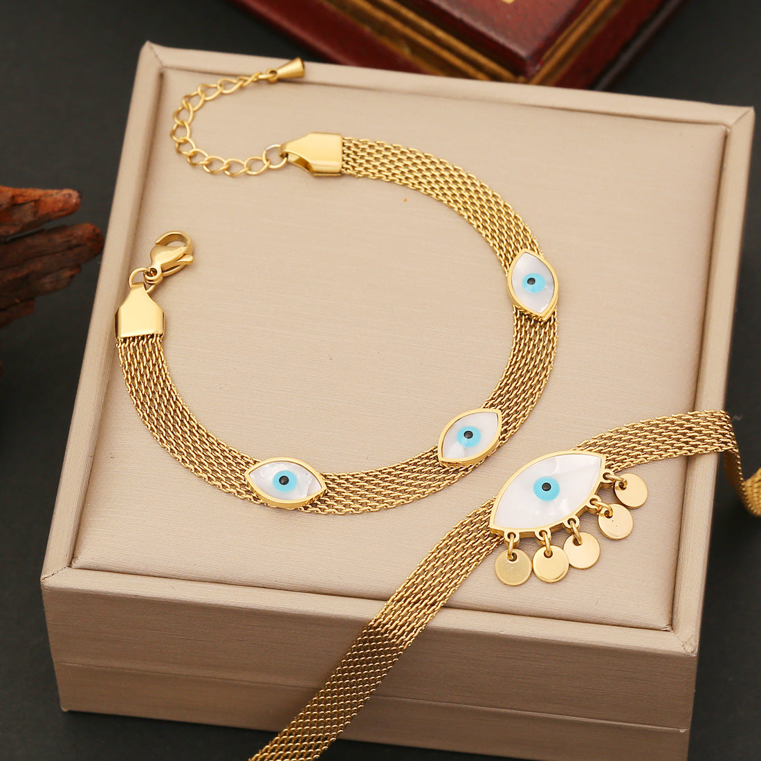 Wholesale Stainless Steel Eye Earrings Necklace Set