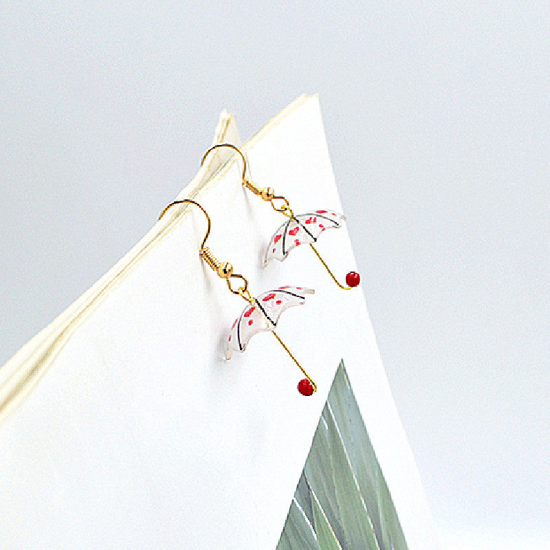 Venta al por mayor Mini creativo paraguas falso pendientes de metal