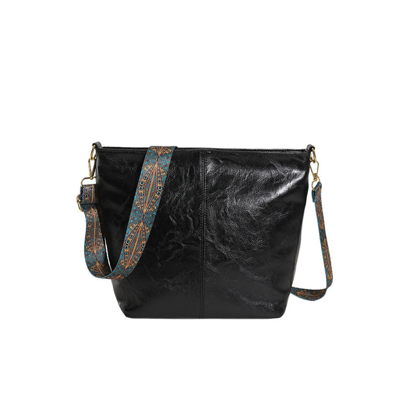 Wholesale PU Retro Wide Shoulder Strap Single Shoulder Bag Crossbody Bag