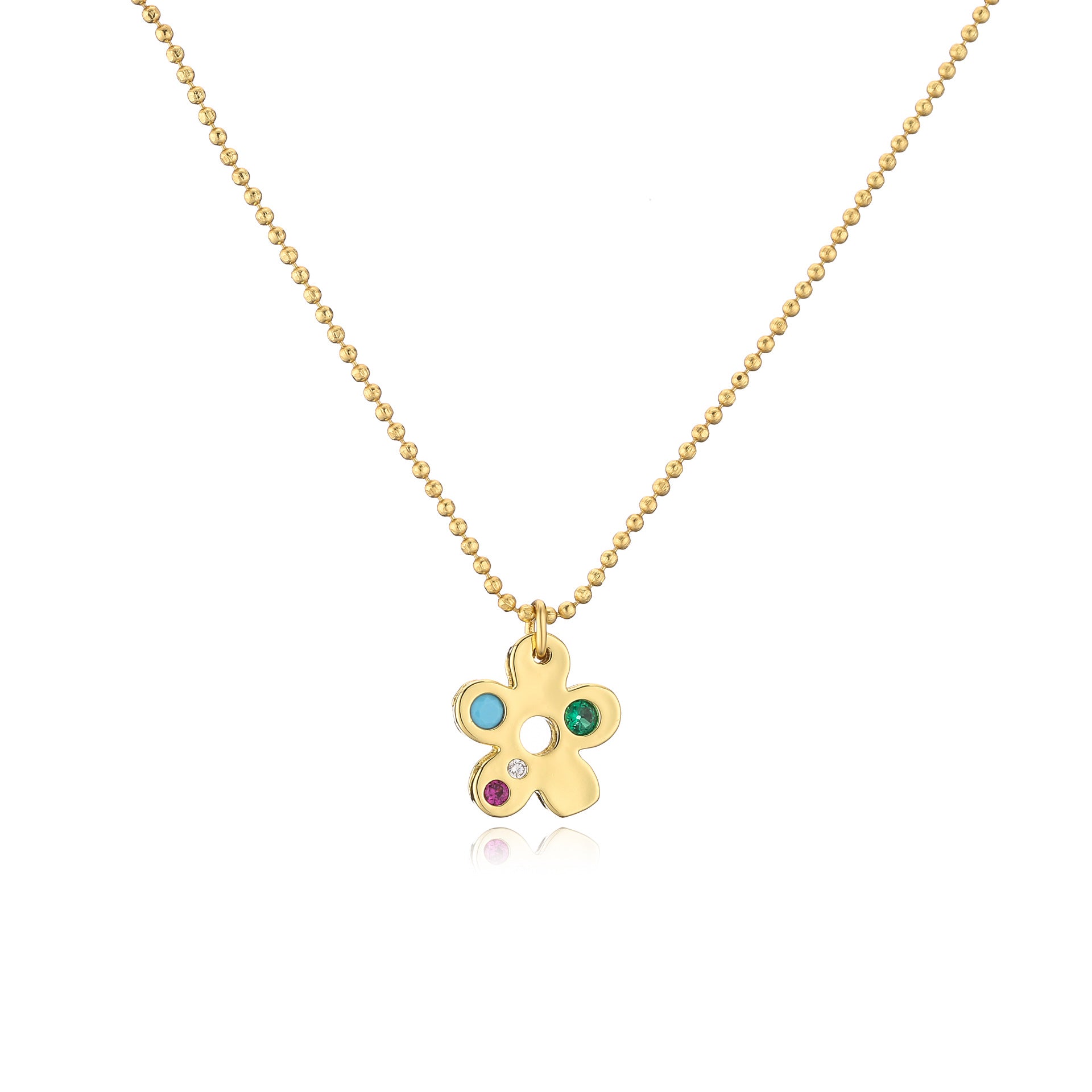 Wholesale Brass Plated 18K Gold Zircon Small Flower Creative Necklace