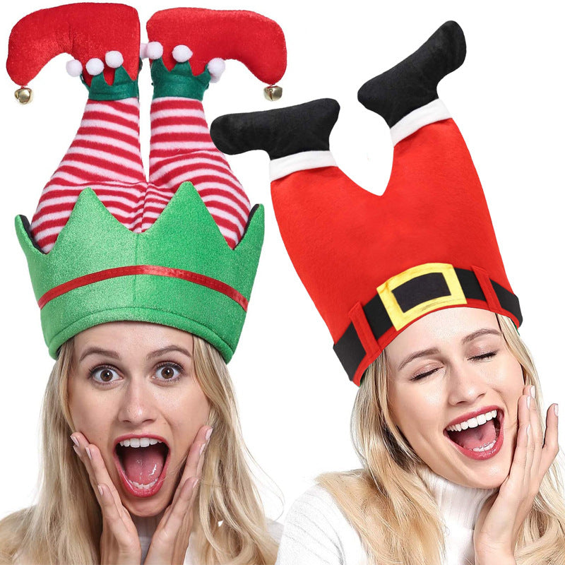 Wholesale Christmas Creative Funny Red Trouser Leg Hats for Children and Adults Christmas Hats