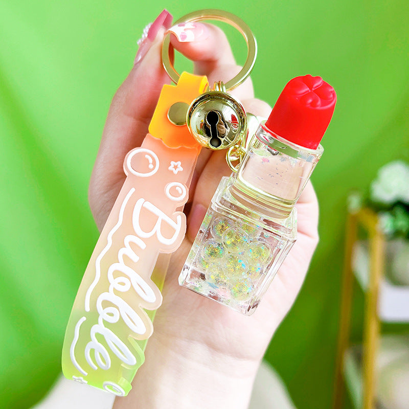 Wholesale Oil Infused Bubble Bead Lipstick Acrylic Keychains