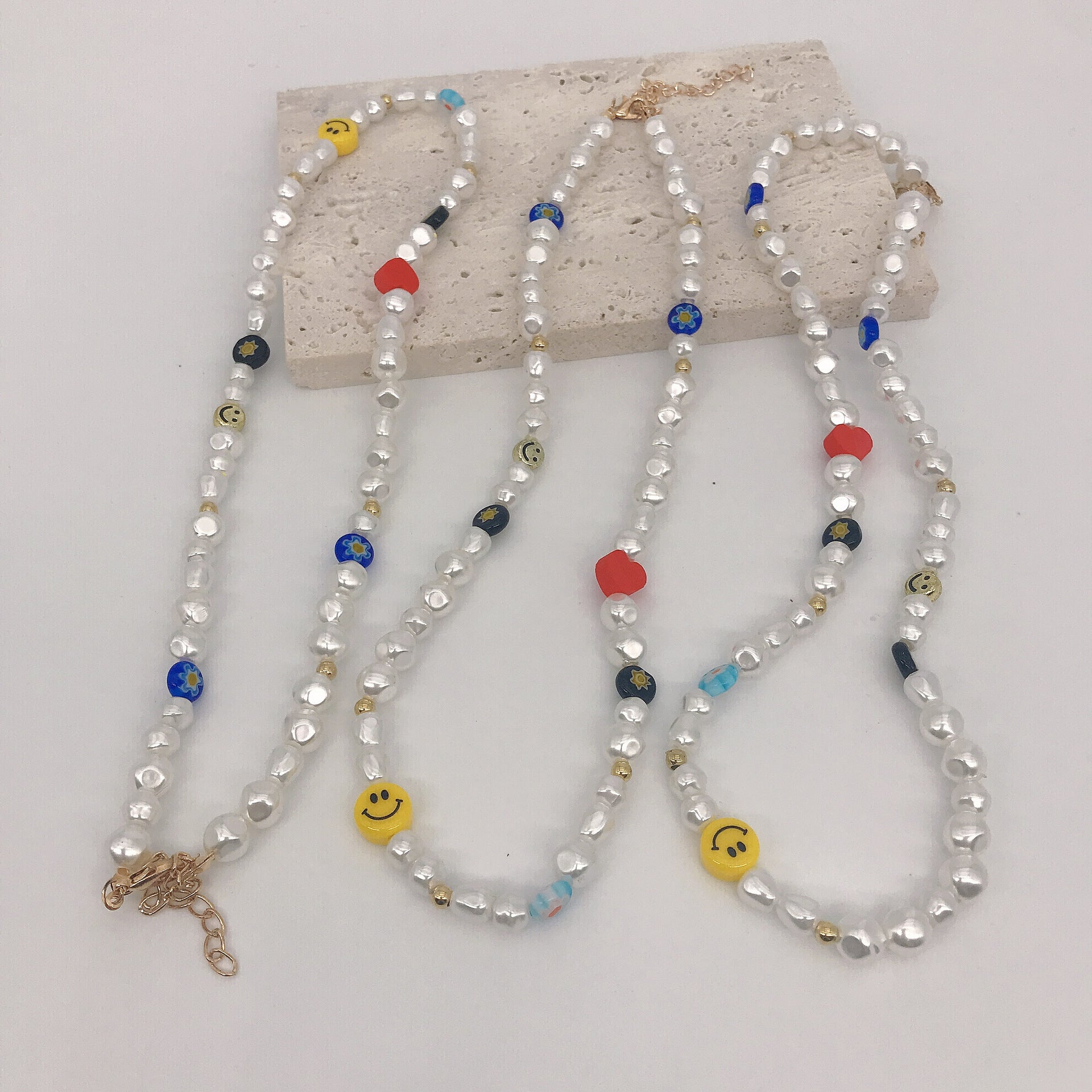 Wholesale Smiling Face Sun Flower Pearl Necklace