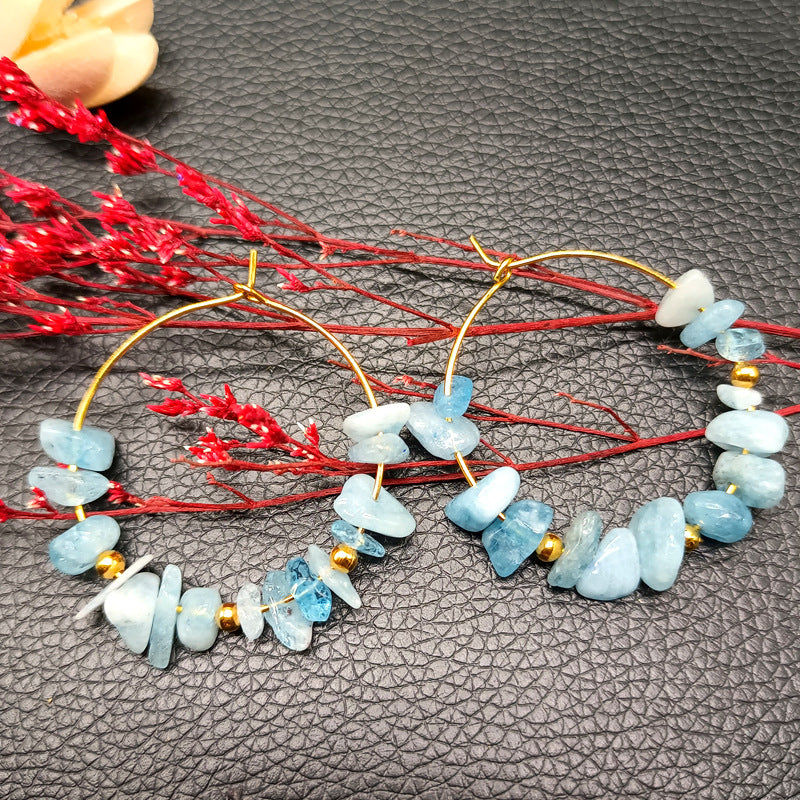 Wholesale Natural Crystal Crushed Stone Alloy Earrings