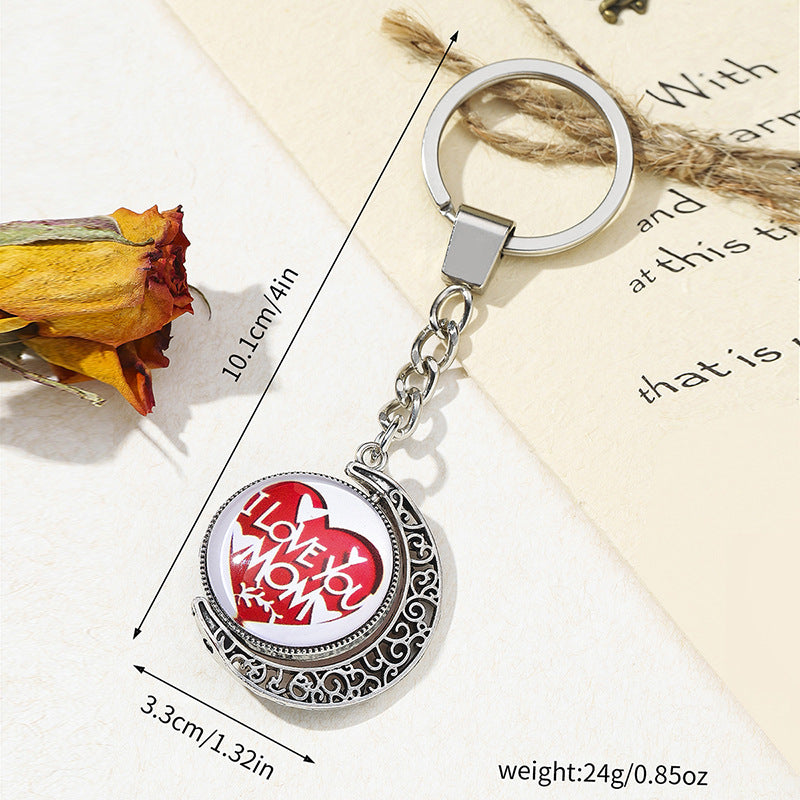Wholesale Mother's Day Rotatable Metal Keychain