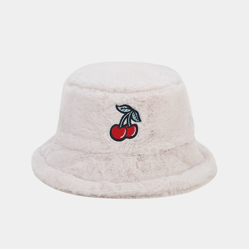 Wholesale Winter Cherry Bucket Hat Plush Hat