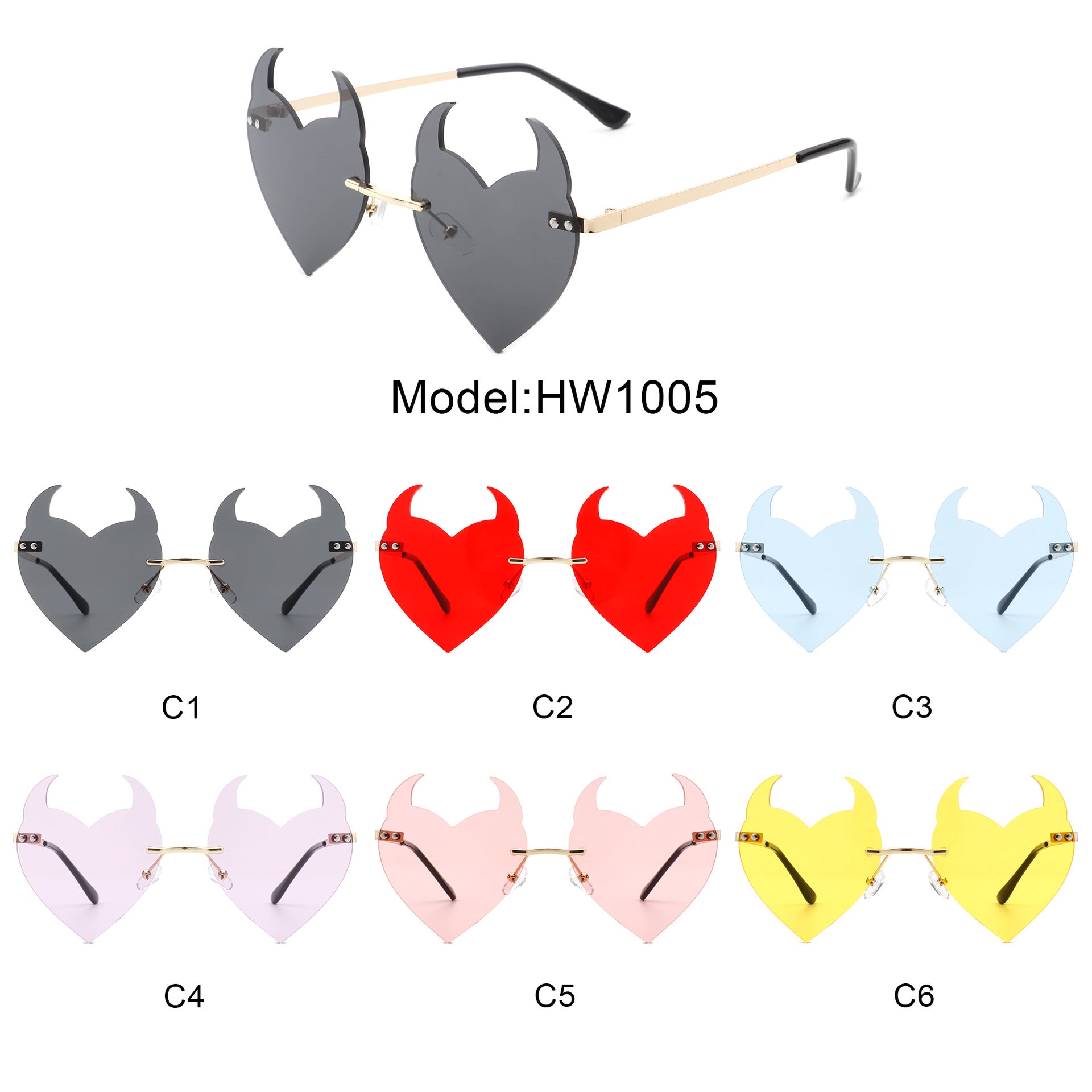 Venta al por mayor Gafas de sol sin marco Little Devil AC