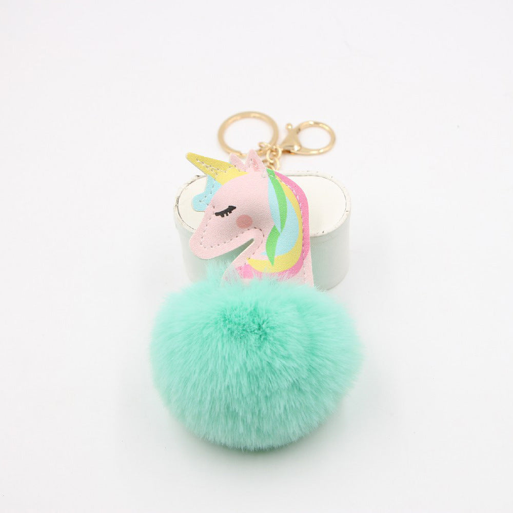 Wholesale Artificial Fur Unicorn Fur Ball Keychain