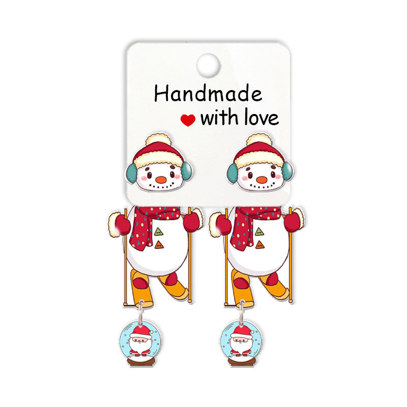 Wholesale Cartoon Christmas Snowman Resin Earrings