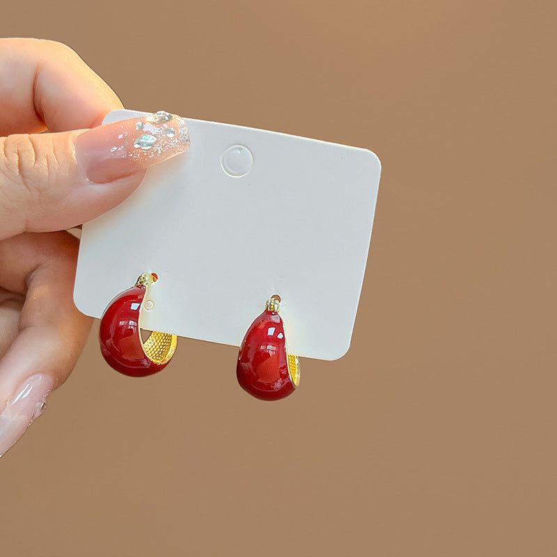 Wholesale Drip Glaze C Shape Vintage Alloy Earrings