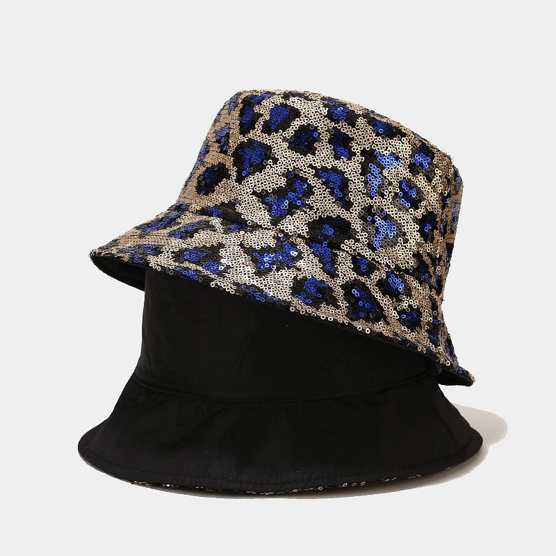 Wholesale Cotton Polyester Sequin Leopard Pattern Bucket Hat