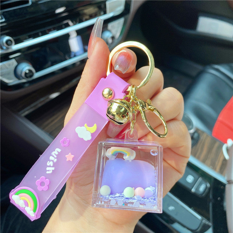 Llavero y llavero de botella de arco iris y botella de arco iris acrílico al por mayor