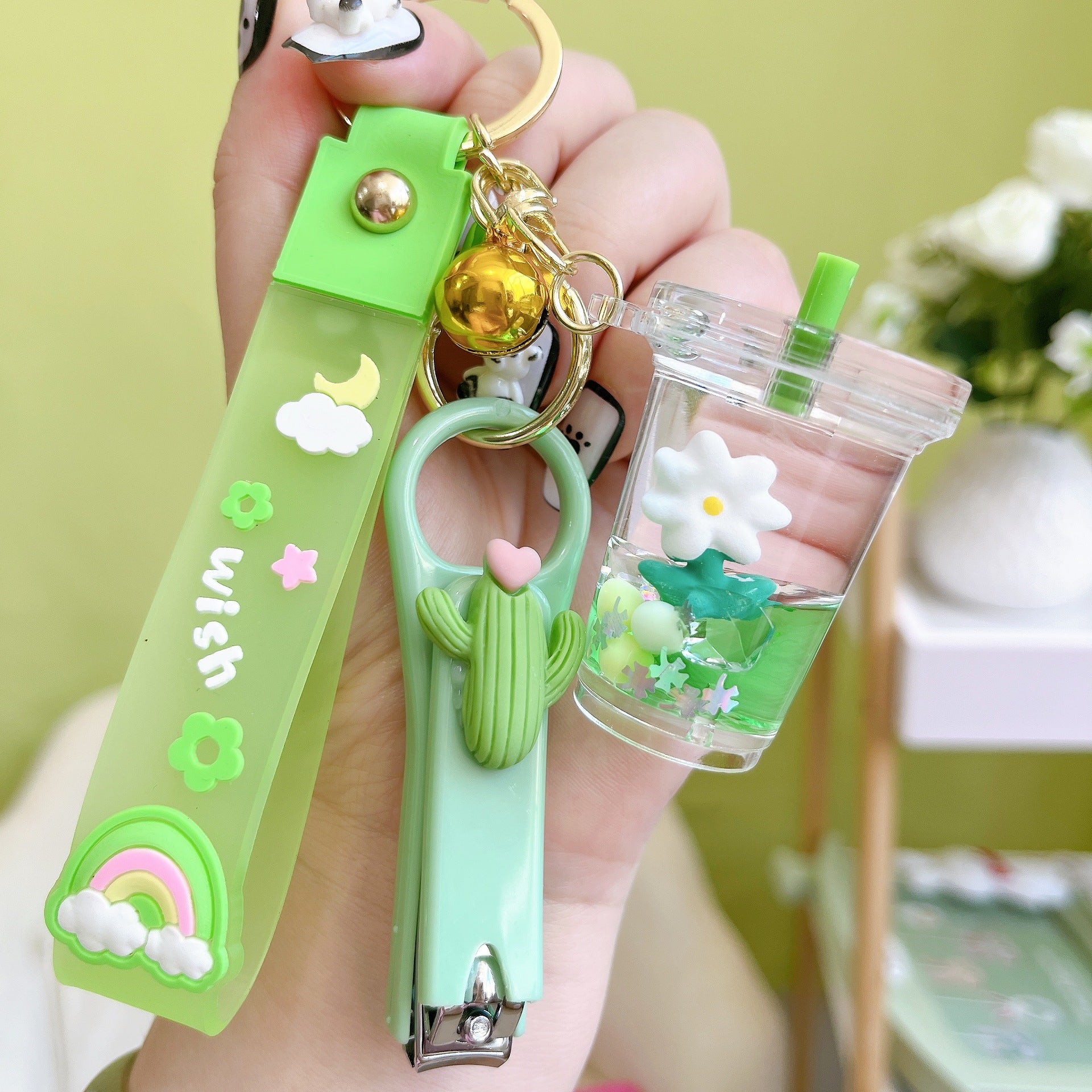 Wholesale Acrylic Oiled Floating Flower Keychain