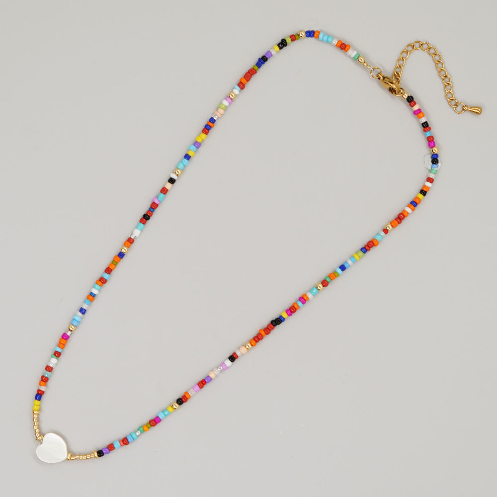 Wholesale Bohemian Seashell Pentagram Heart Daisy Imitation Pearl Necklace