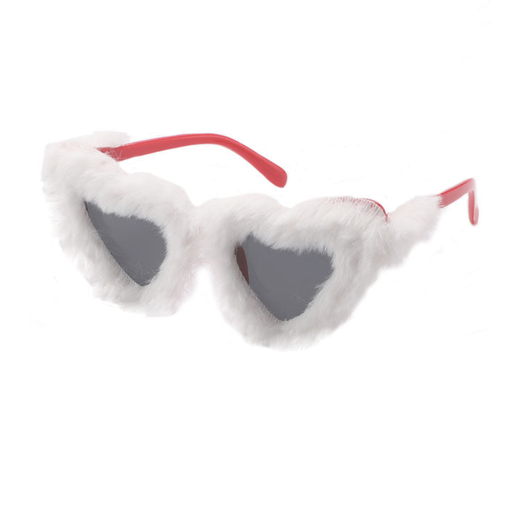 Wholesale PC Christmas Plush Heart Sunglasses