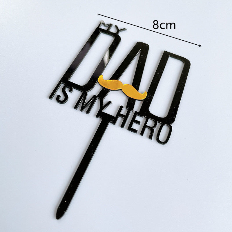 Wholesale 10PCS/PACK Father's Day Happy Acrylic Cake Card Decoration