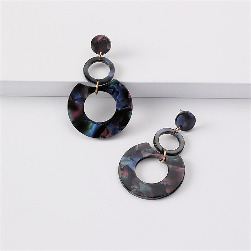 Wholesale Jewelry Round Stitching Acrylic Earrings