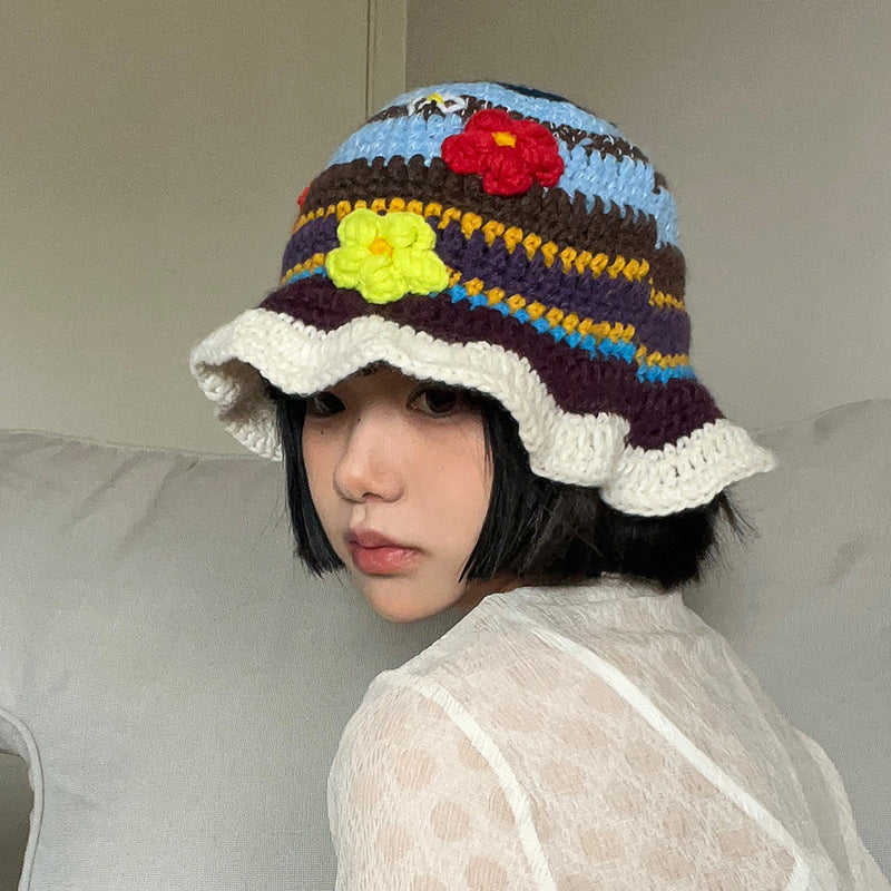 Wholesale Cotton Floral Knitted Bucket Hat