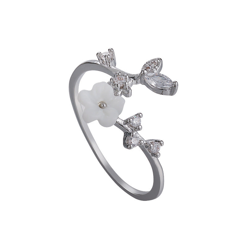 Wholesale Copper Shell Flower Open Ring