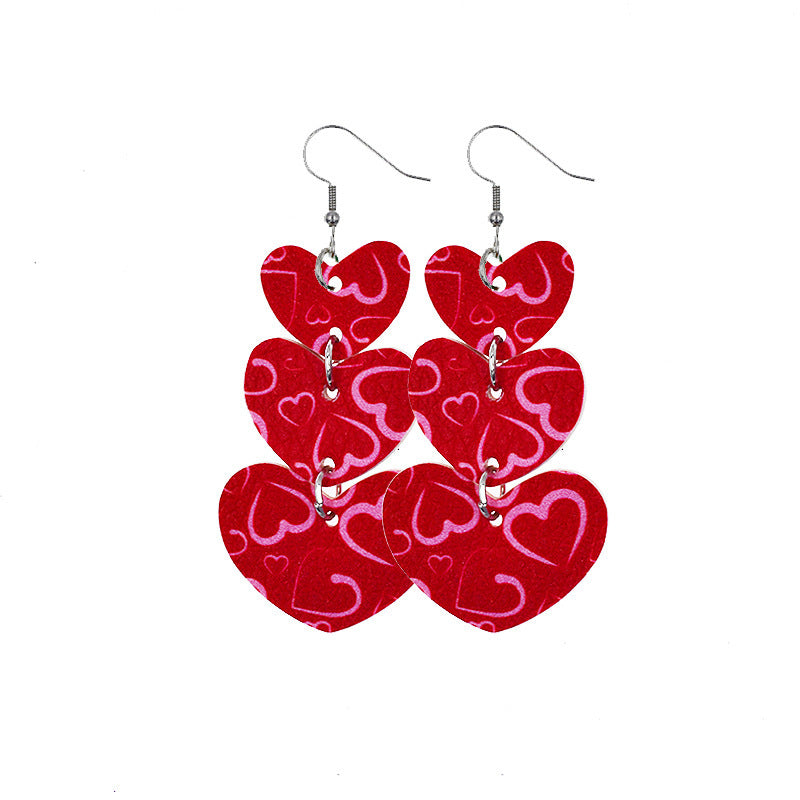 Wholesale Valentine Hearts Leather Earrings