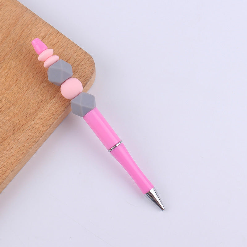 Wholesale Beadable Pens Handmade Colorful Silicone Beaded Ballpoint Pen