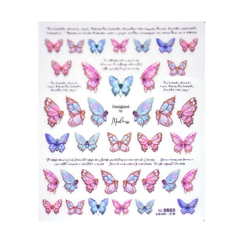 Wholesale 3D Stereo Embossed Rose Butterfly Sticker Nail Material Kit