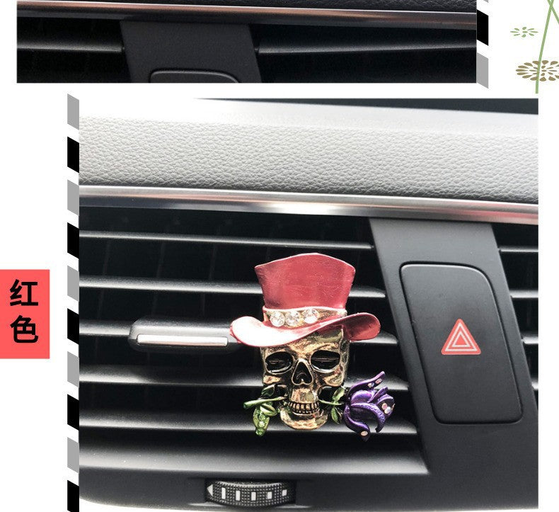 Wholesale Alloy Retro Rose Skull Car Fragrance Decoration Clip