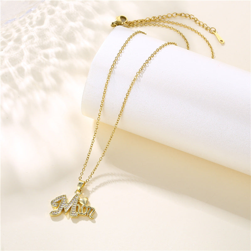 Wholesale Mother's Day Gift Stainless Steel Alphabet MOM Necklace