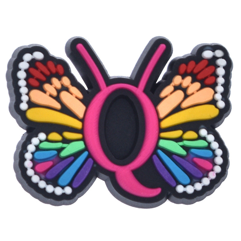 Al por mayor 100 PCS PVC Cartoon Butterfly Alphabet Diy Hebillas