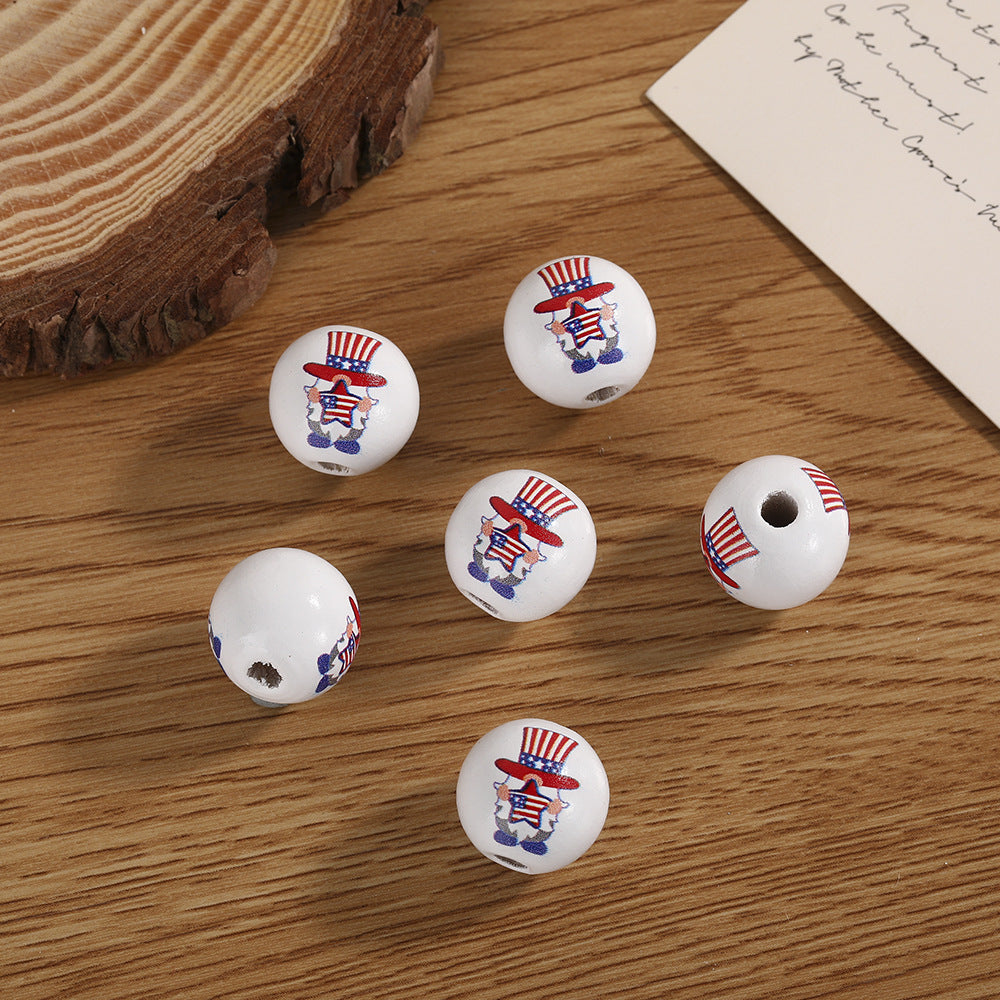 Cuentas al por mayor de 500 piezas de 16 mm American Flag Hewood