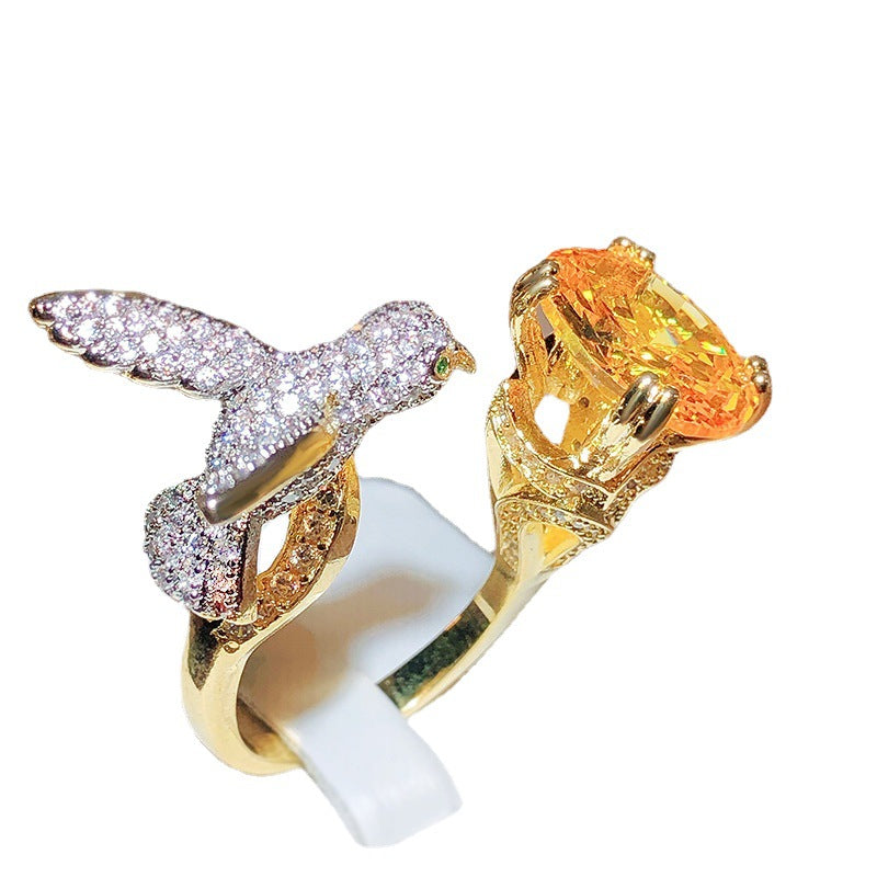 Wholesale Adjustable Copper Hummingbird Color Treasure Rings