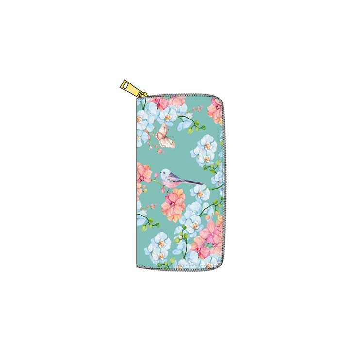 Venta al por mayor Flor PU Cartera Larga Con Cremallera