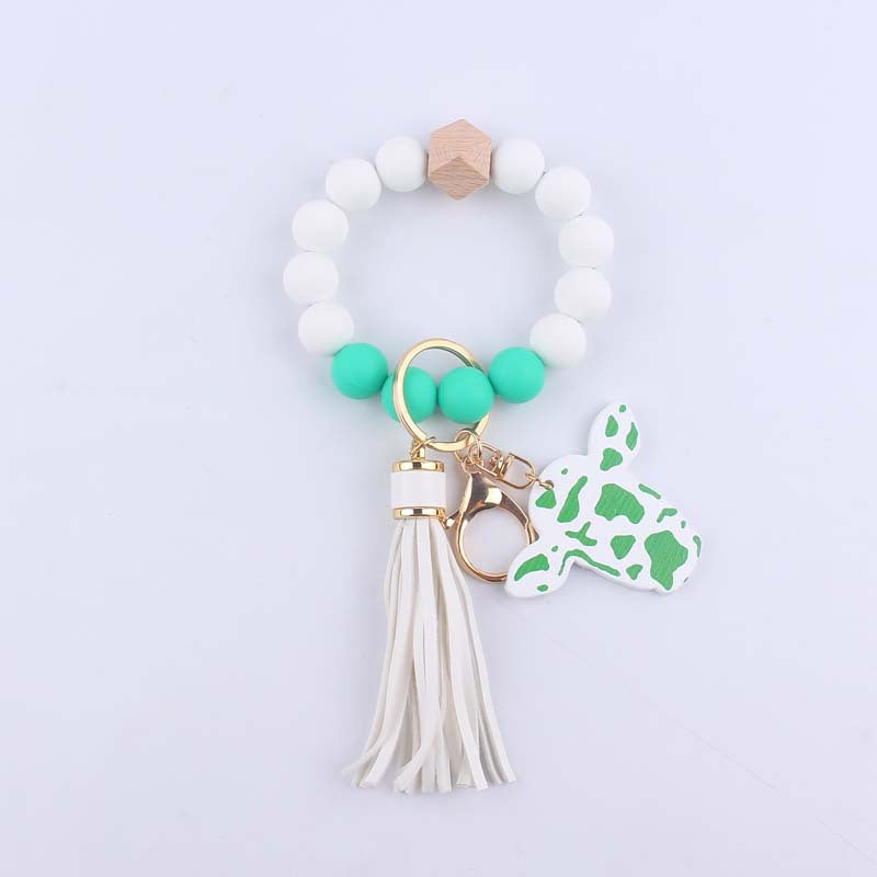 Wholesale Bull Head Western Style Silicone Beaded Wrist Keychains