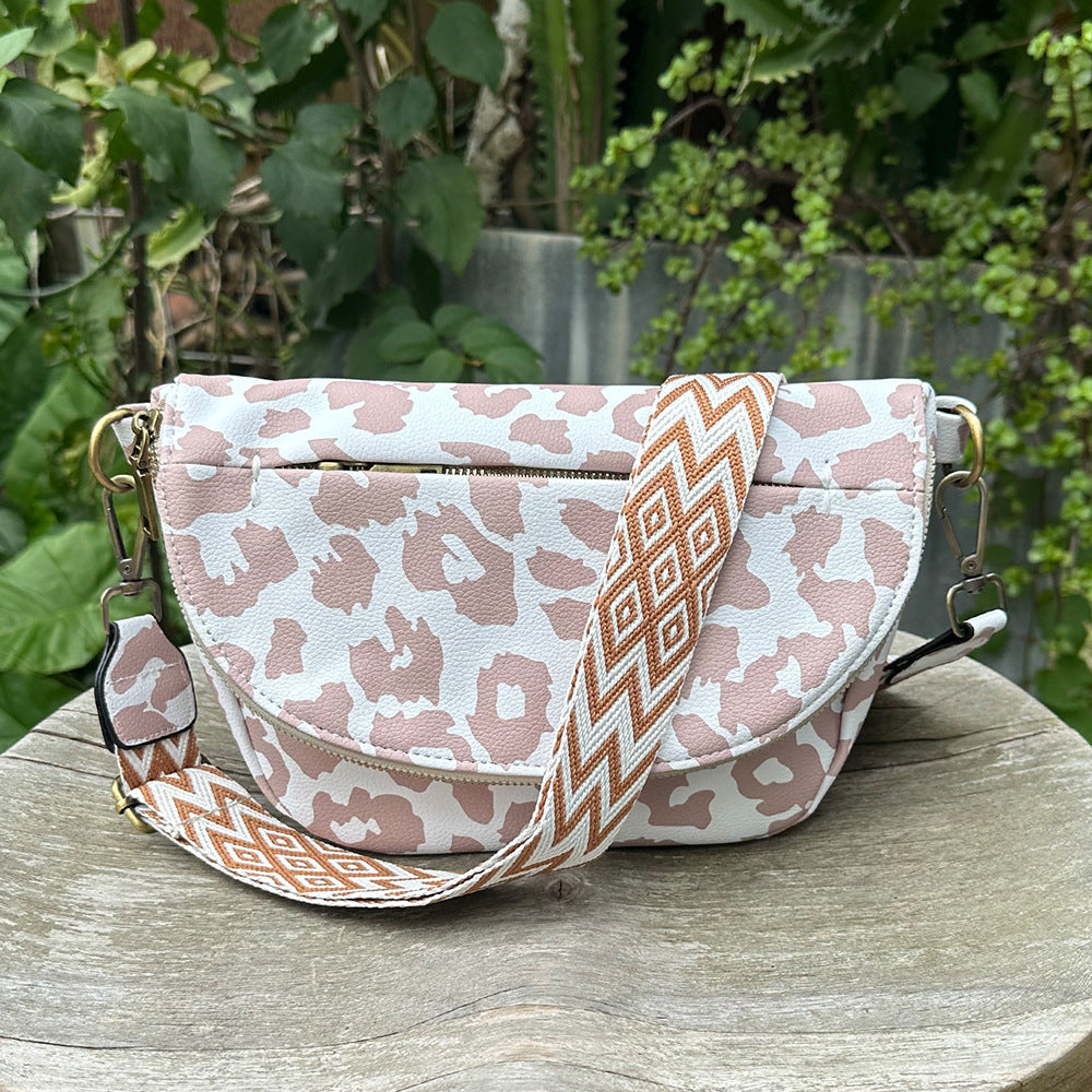 Wholesale Western Style Leopard Print Cow Print PU Folding Crossbody Bag Chest Bag