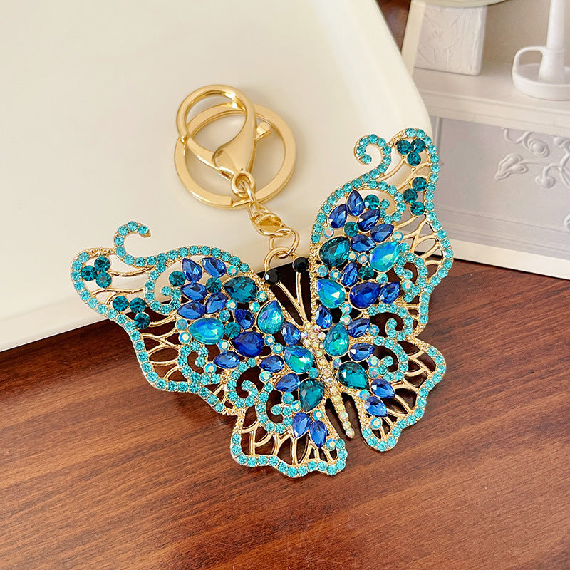 Wholesale Zinc Alloy Crystal Full Diamond Hollow Butterfly Keychain