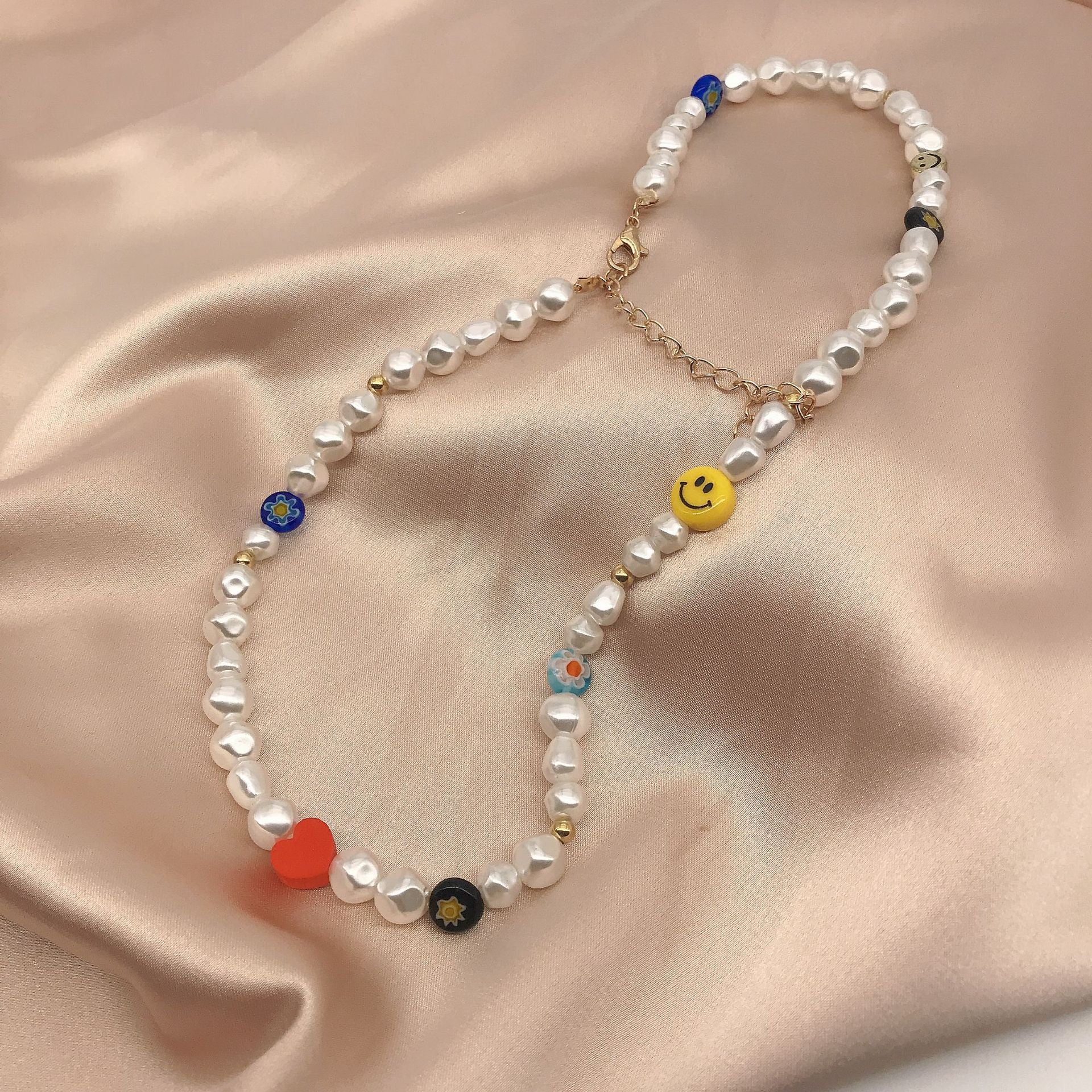 Wholesale Smiling Face Sun Flower Pearl Necklace