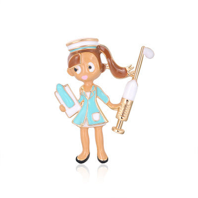 Wholesale Medical Syringe ECG Cartoon Alloy Brooch