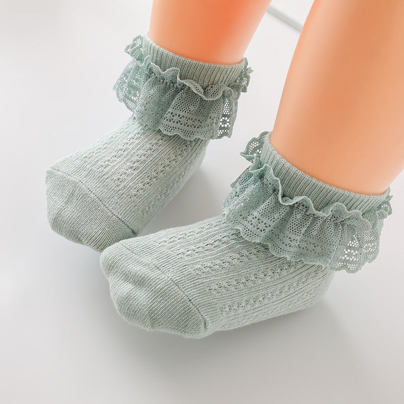 Venta al por mayor 10PCS/PACK Calcetines de encaje fino de verano para niñas de algodón