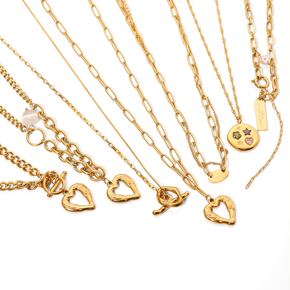 Wholesale Heart Clavicle Chain  Stainless  Steel Necklace
