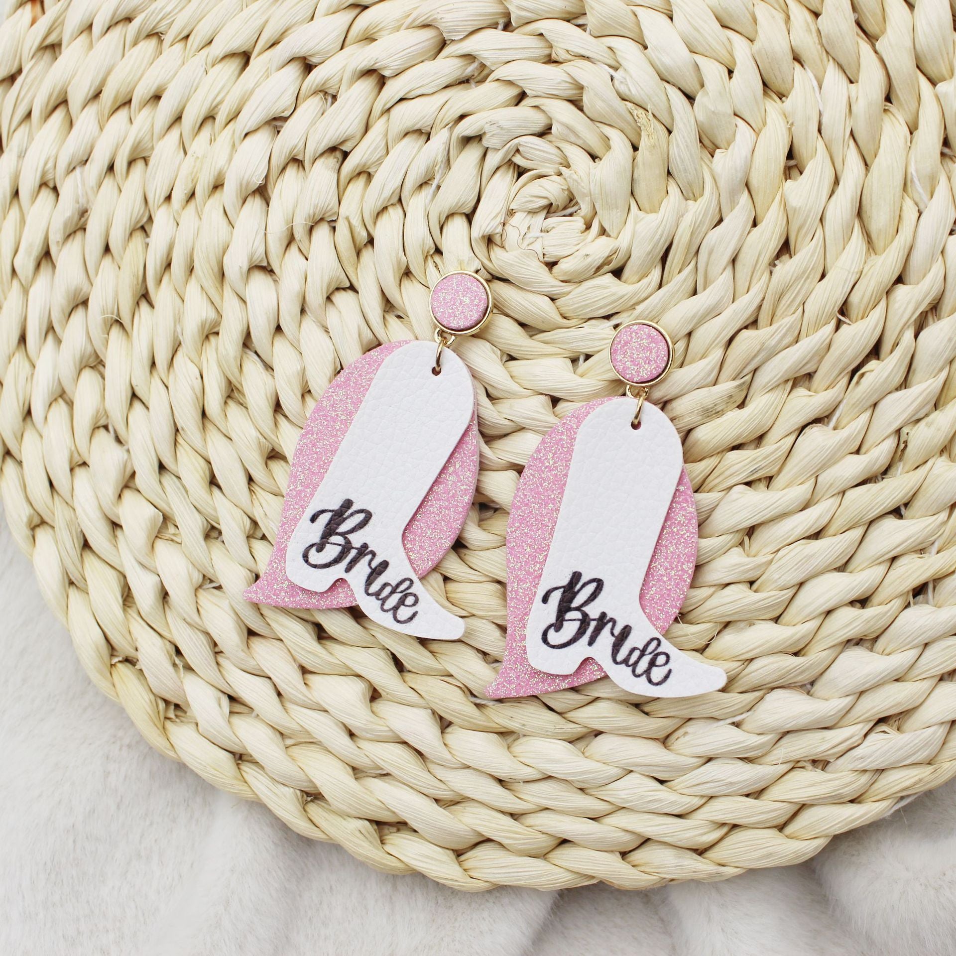 Wholesale Bachelor Party Fine Powder Leaf Boots Leather Earrings