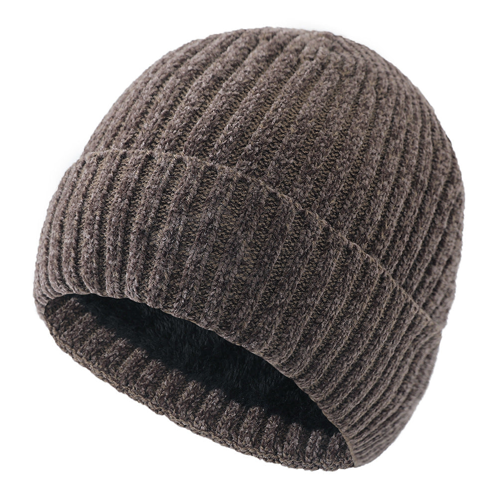 Wholesale Winter Plush Thickened Acrylic Knitted Solid Color Beanie