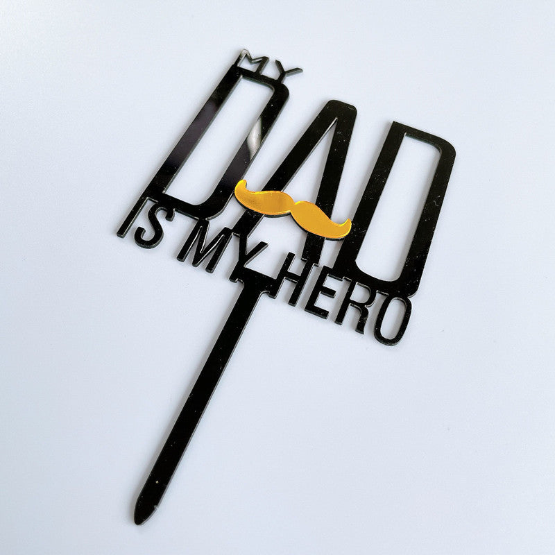 Wholesale 10PCS/PACK Father's Day Happy Acrylic Cake Card Decoration