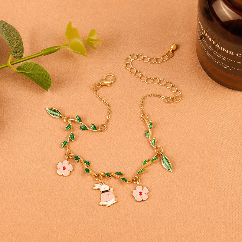 Wholesale Flower Rabbit Leaf Alloy Bracelet