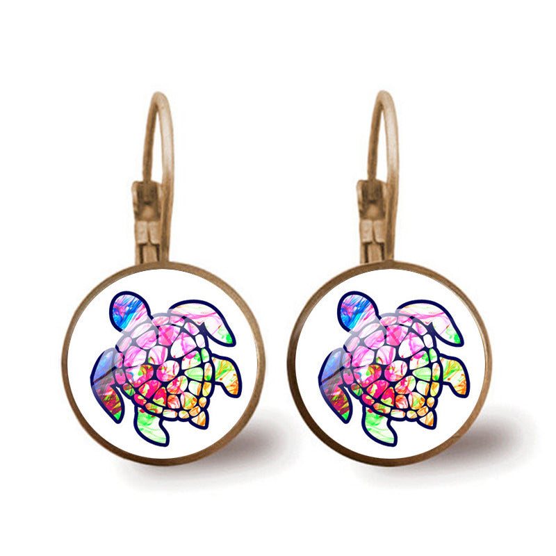 Wholesale Colored Sea Turtle Alloy Earrings