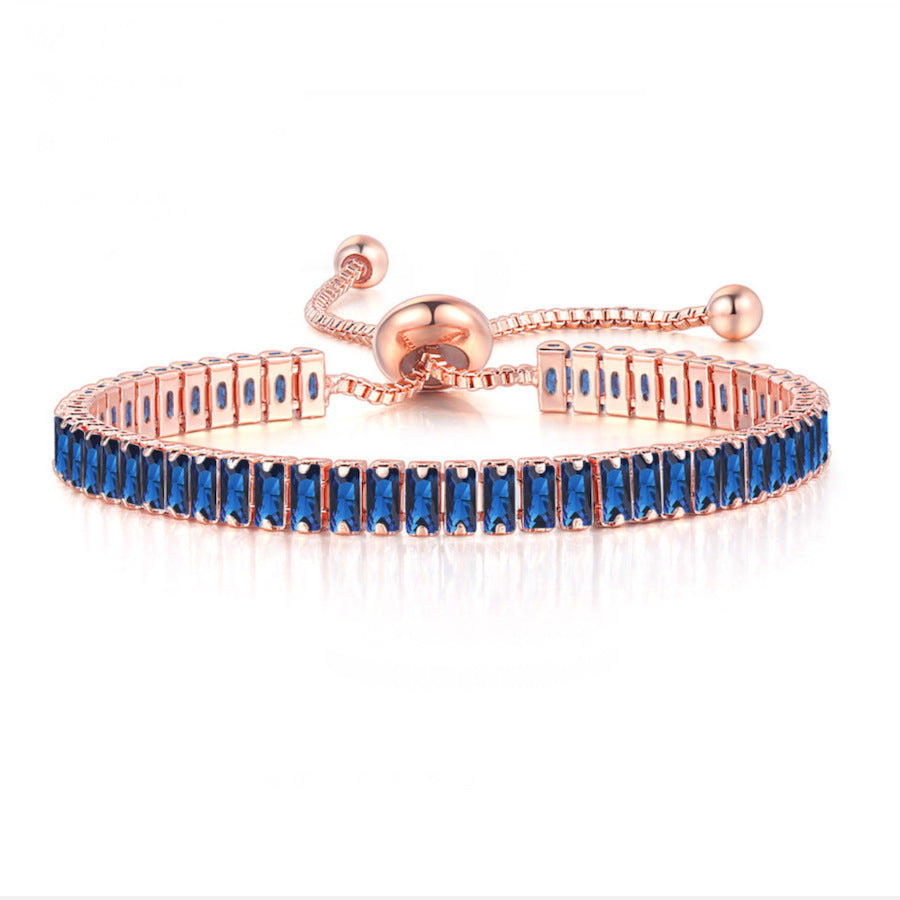 Wholesale Copper Rectangular Zircon Adjustable Bracelet