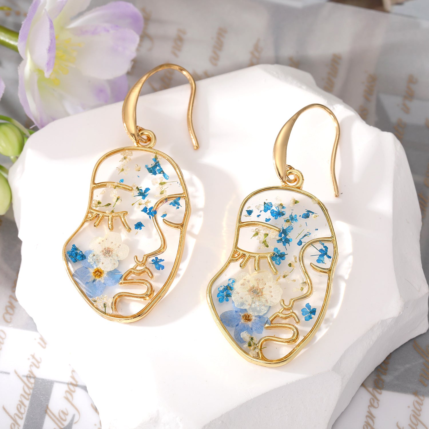 Wholesale Preserved Flower Geometric Earrings