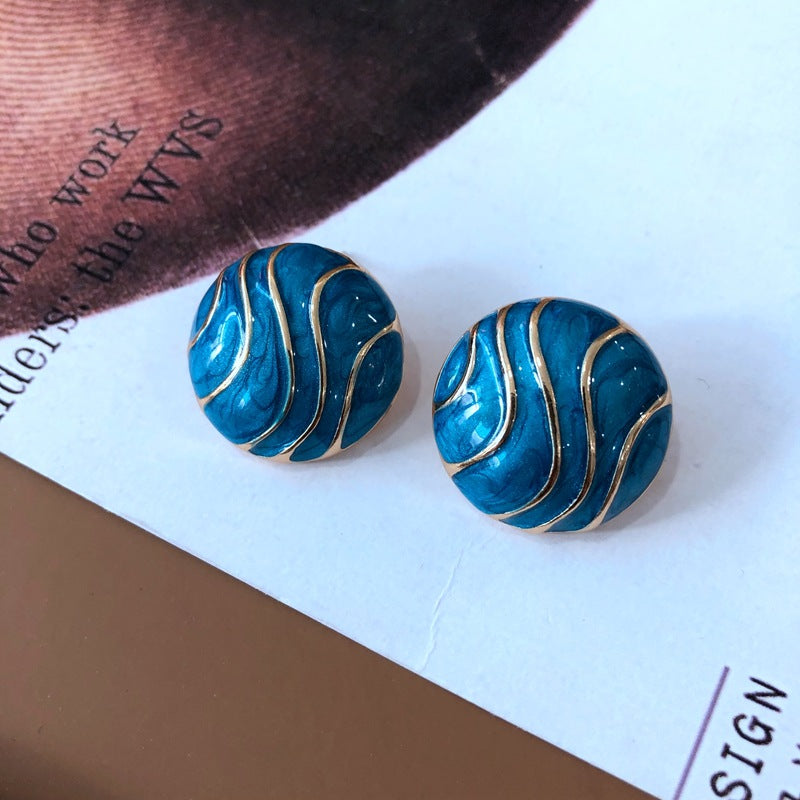 Wholesale Vintage Sky Blue Enamel Alloy Earrings