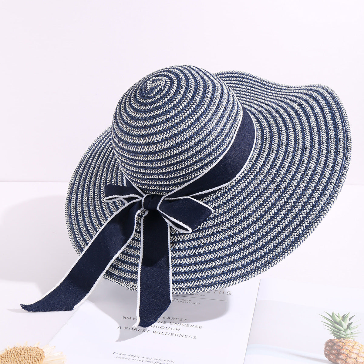 Wholesale Straw Woven Summer New Round Top Sunscreen Fisherman Hat 10pcs