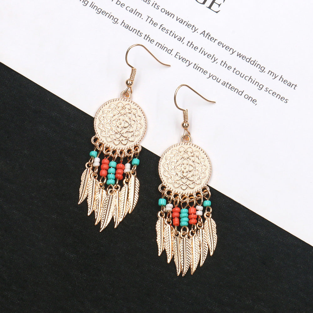 Wholesale Disc Engraved Rose Alloy Earrings